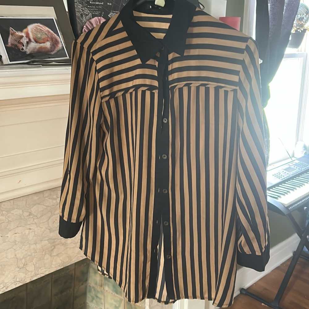 Silk striped button up